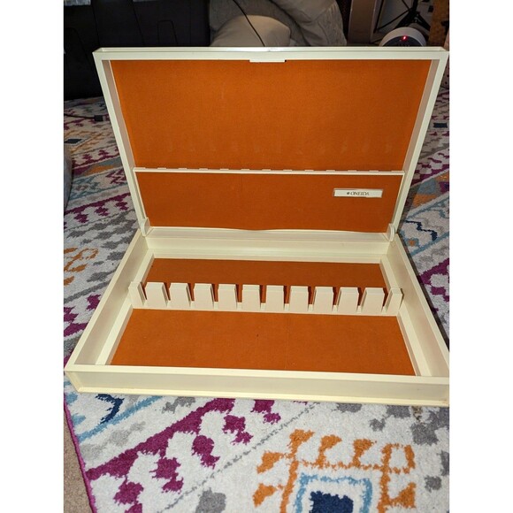 Oneida Blue Denim Fruit Patchwork Embroidered Sterling Silverware Case Vintage - Picture 9 of 9